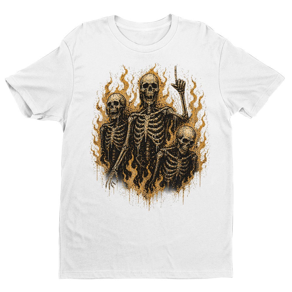 Retro Skeletons On Fire Unisex T-shirt | Gothic Skull Lover Gifts for Men gallery