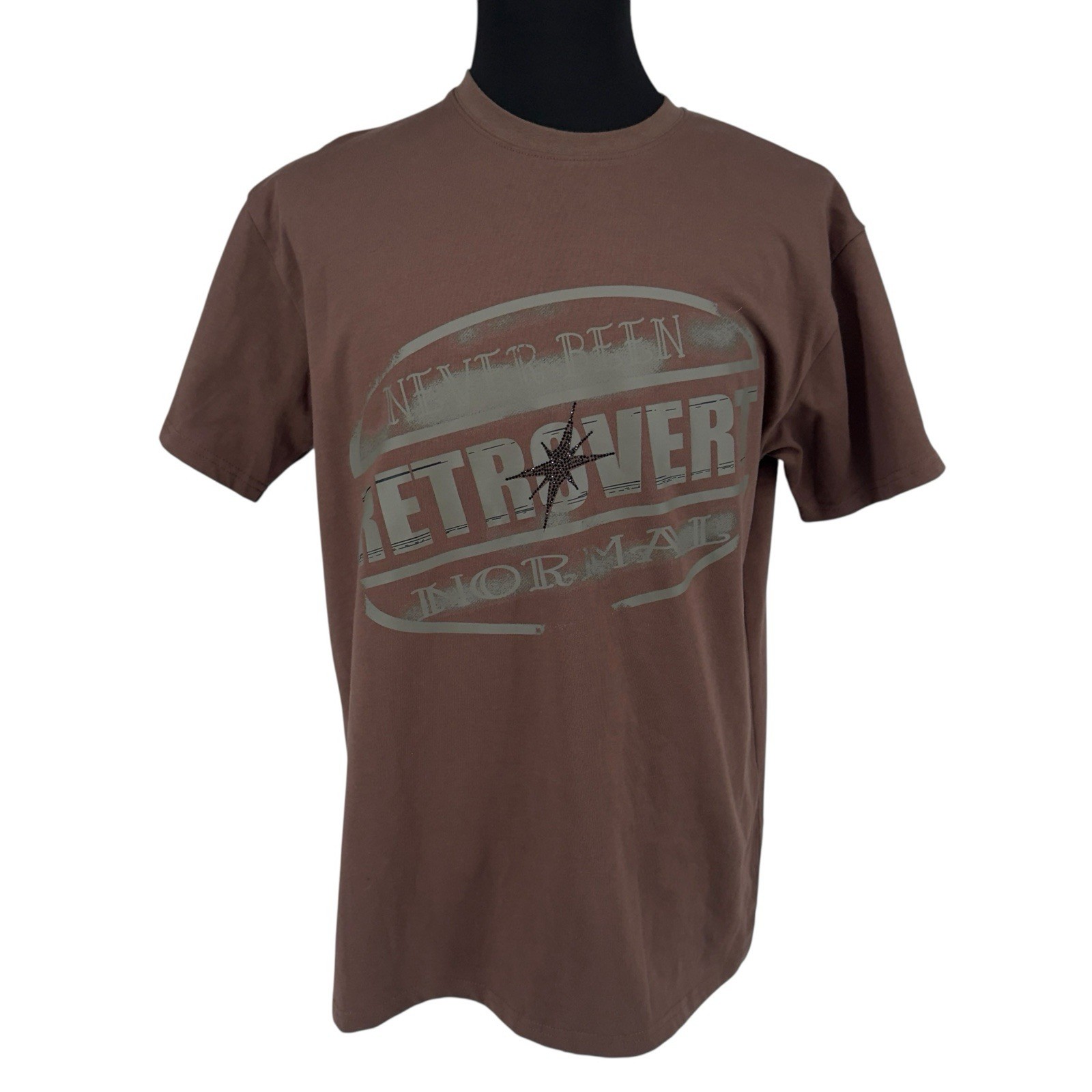 Retro Vert Graphic T-Shirt Mens L Brown Never Been Retrovert Normal Star Cotton gallery