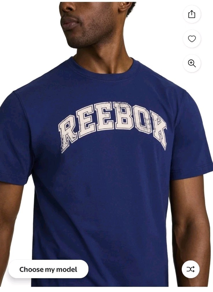 New Reebok Men's Blue Spellout Short Sleeve Graphic Print T-Shirt Sz XL gallery