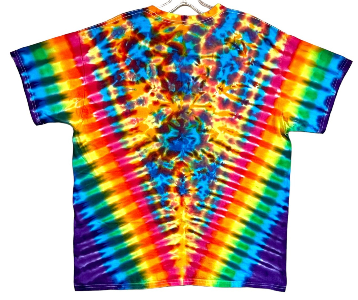 Tie Dye Shirt | Rainbow Pinwheel V Blotter | Handmade | Unisex | Tall | Women's gallery