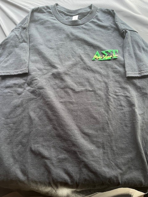 Alpha Sigma Tau Black T Shirt w/Embroidered Letters sz 3XL