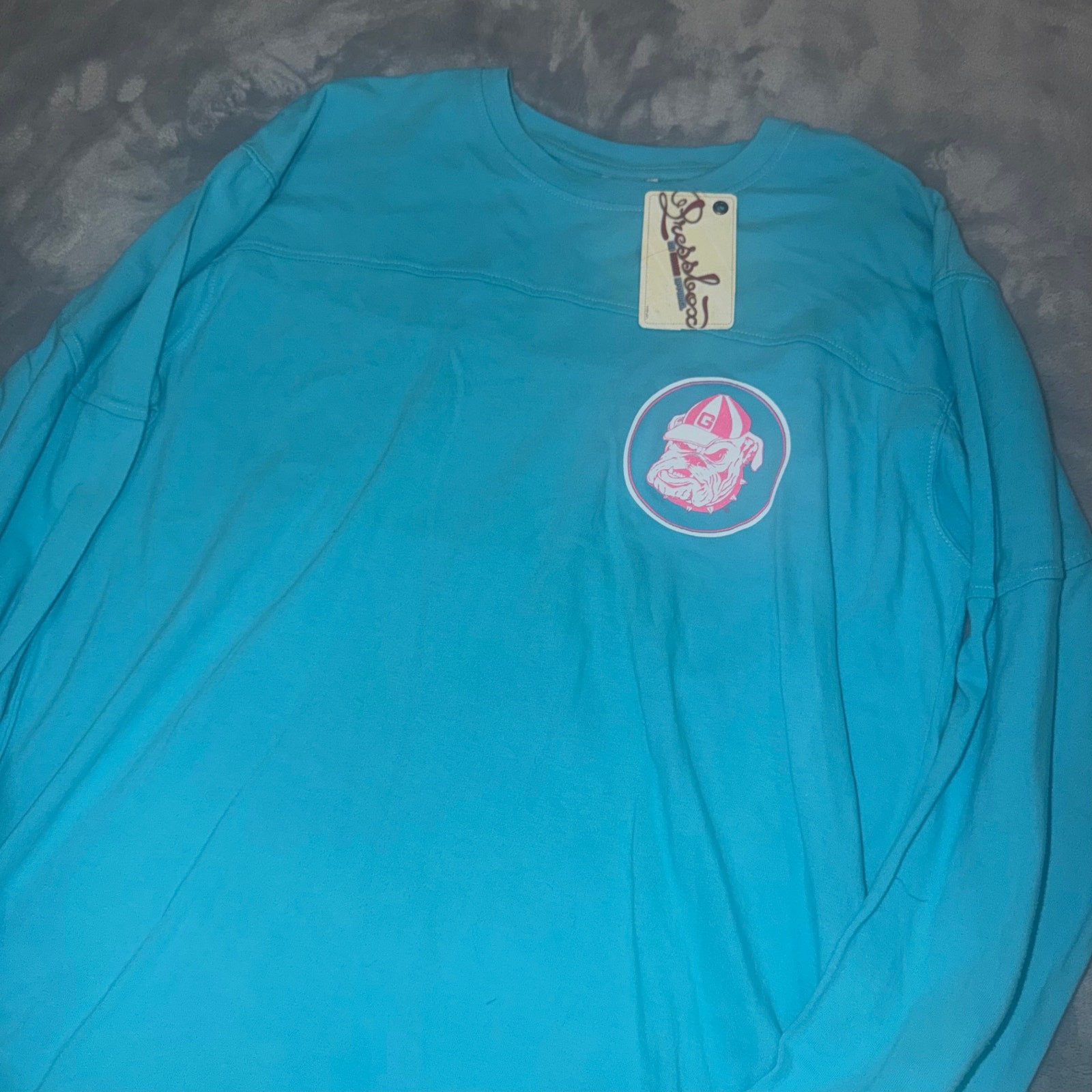 Pressbox UGA Bulldogs Long Sleeve T-Shirt Turquoise Georgia Mascot Size M gallery