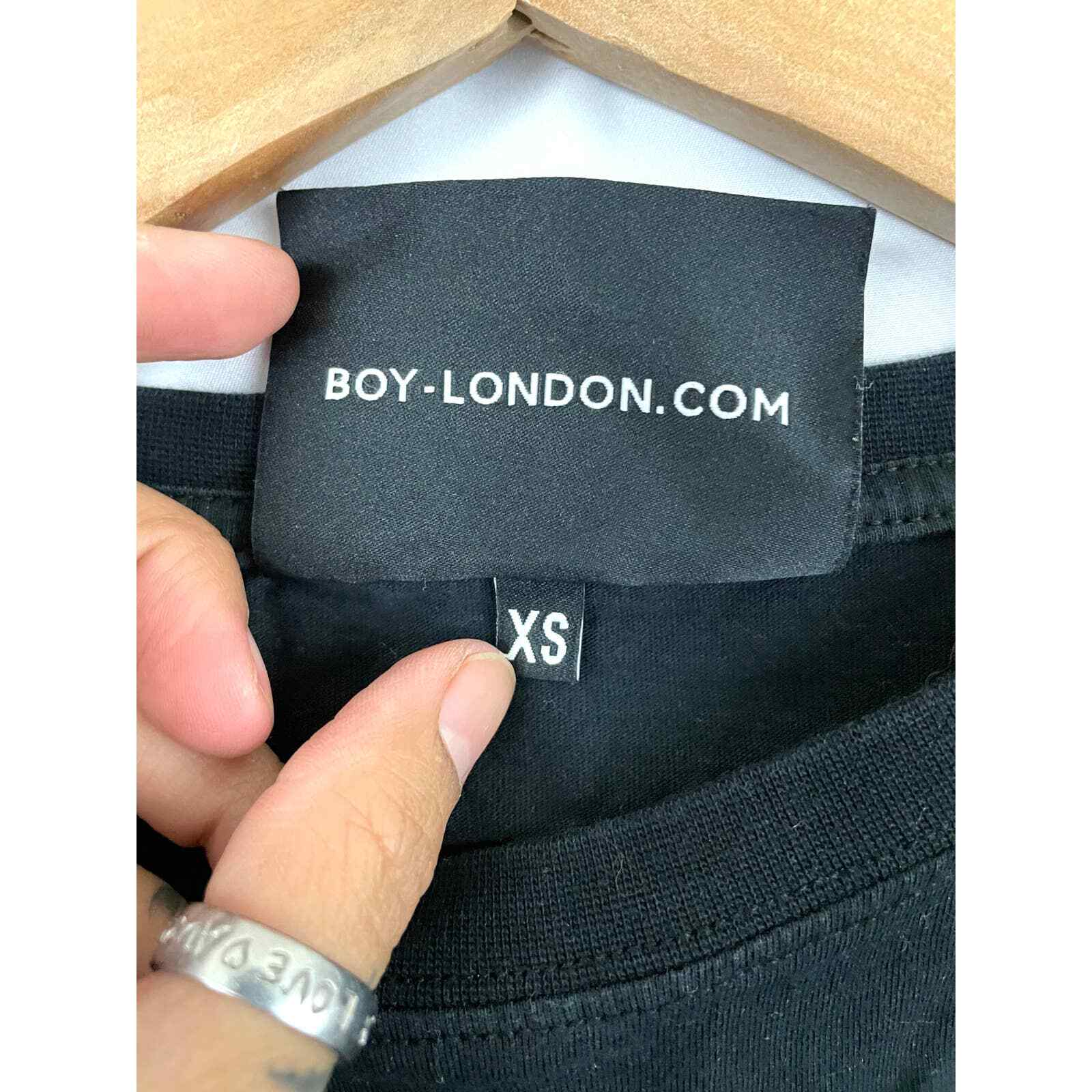 Boy London Black T-Shirt XS Men's Gold Accent Bird Short Sleeve Logo Embroidered gallery