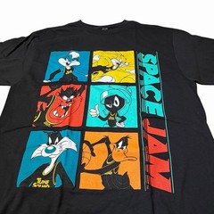 SPACE JAM New Legacy Black Medium T-Shirt Bugs Taz Daffy Marvin Tune Squad NEW
