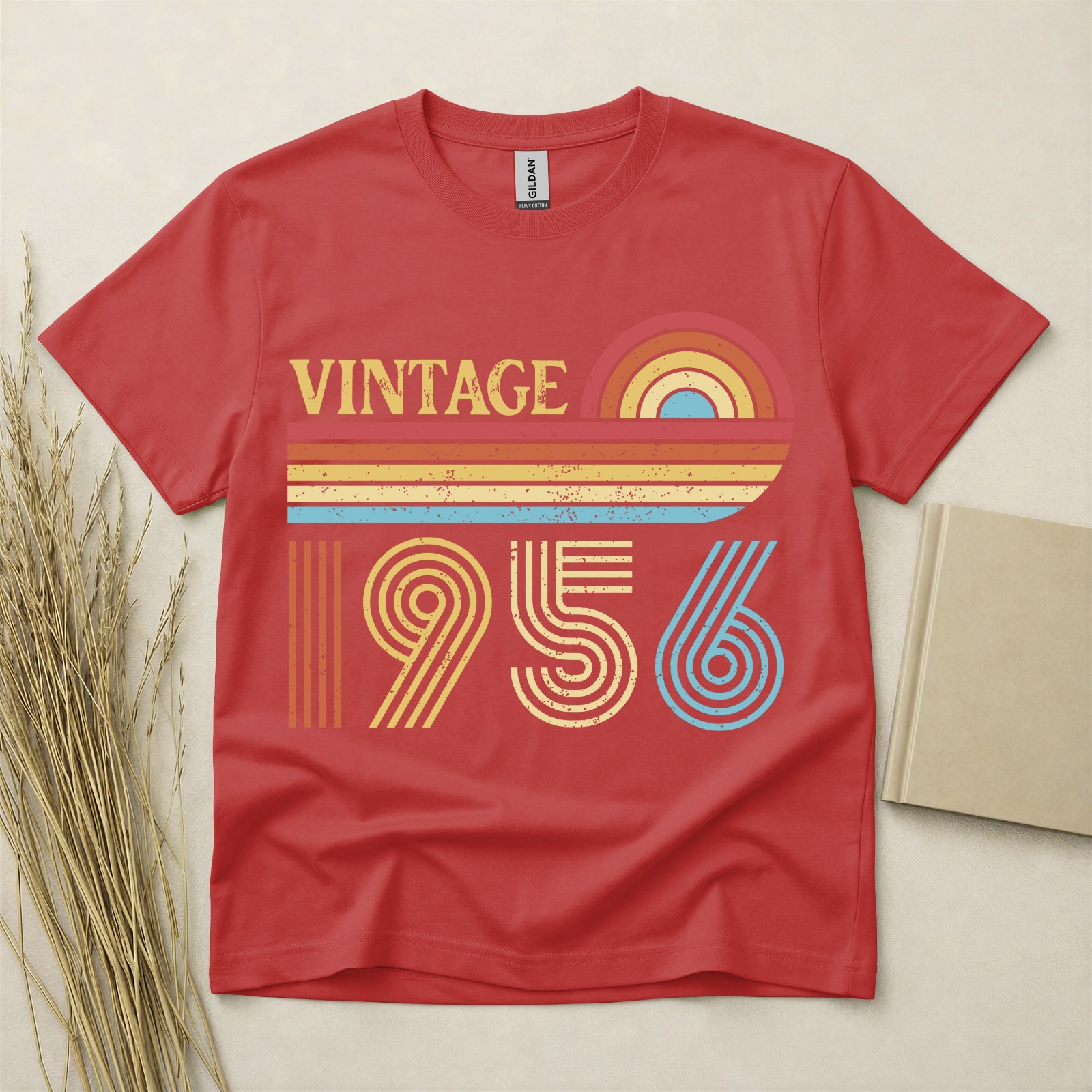 70th Birthday T-shirt Born In 1956 Gifts Vintage Rainbow TShirt Retro Style Tee gallery