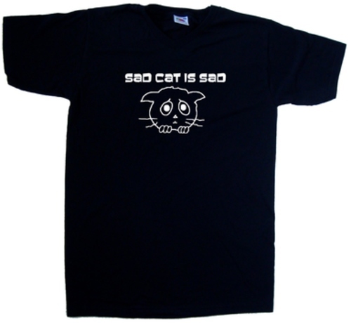 Sad Cat Is Sad Funny V-Neck T-Shirt