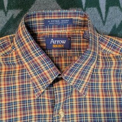 Arrow plaid button-up single needle tailored dress shirt Small