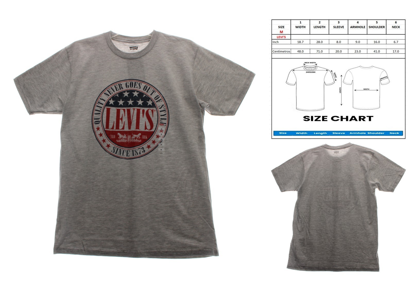 Levi’s Men’s T-Shirt Relaxed Fit Graphic Grey Size Medium NWT