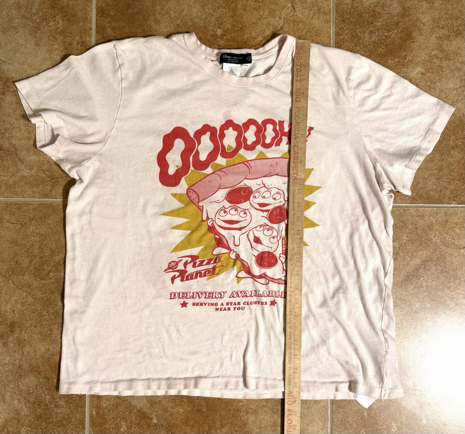 Disney X Junk Food Pizza Planet Shirt Mens 2XL Pink Toy Story Aliens Tee Graphic gallery