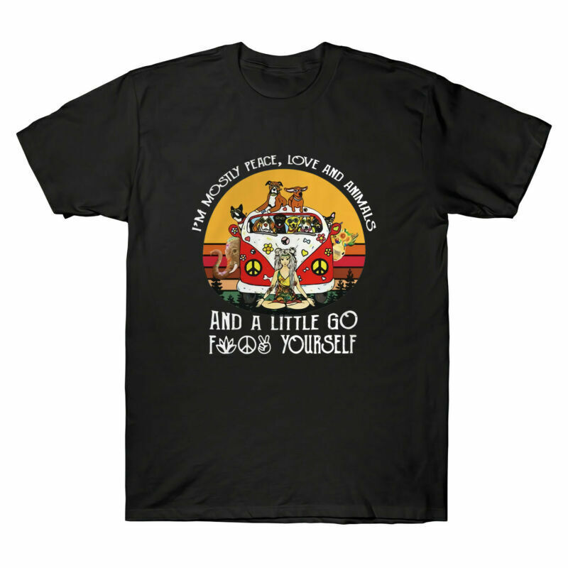I’m Mostly Peace Love and Animals and A Little Go Vintage Men’s T-Shirt