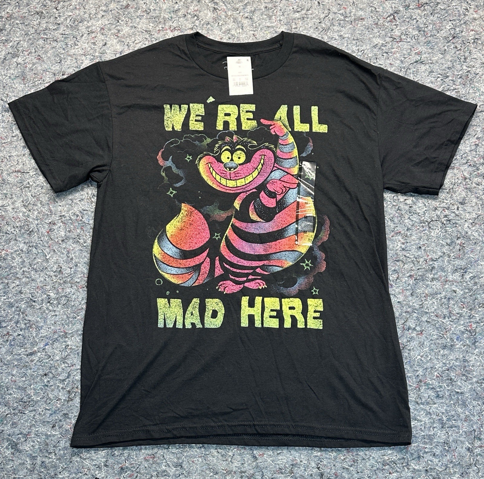 Disney Alice In Wonderland Tee Shirt Mens Medium We’re All Mad Here Cheshire Cat