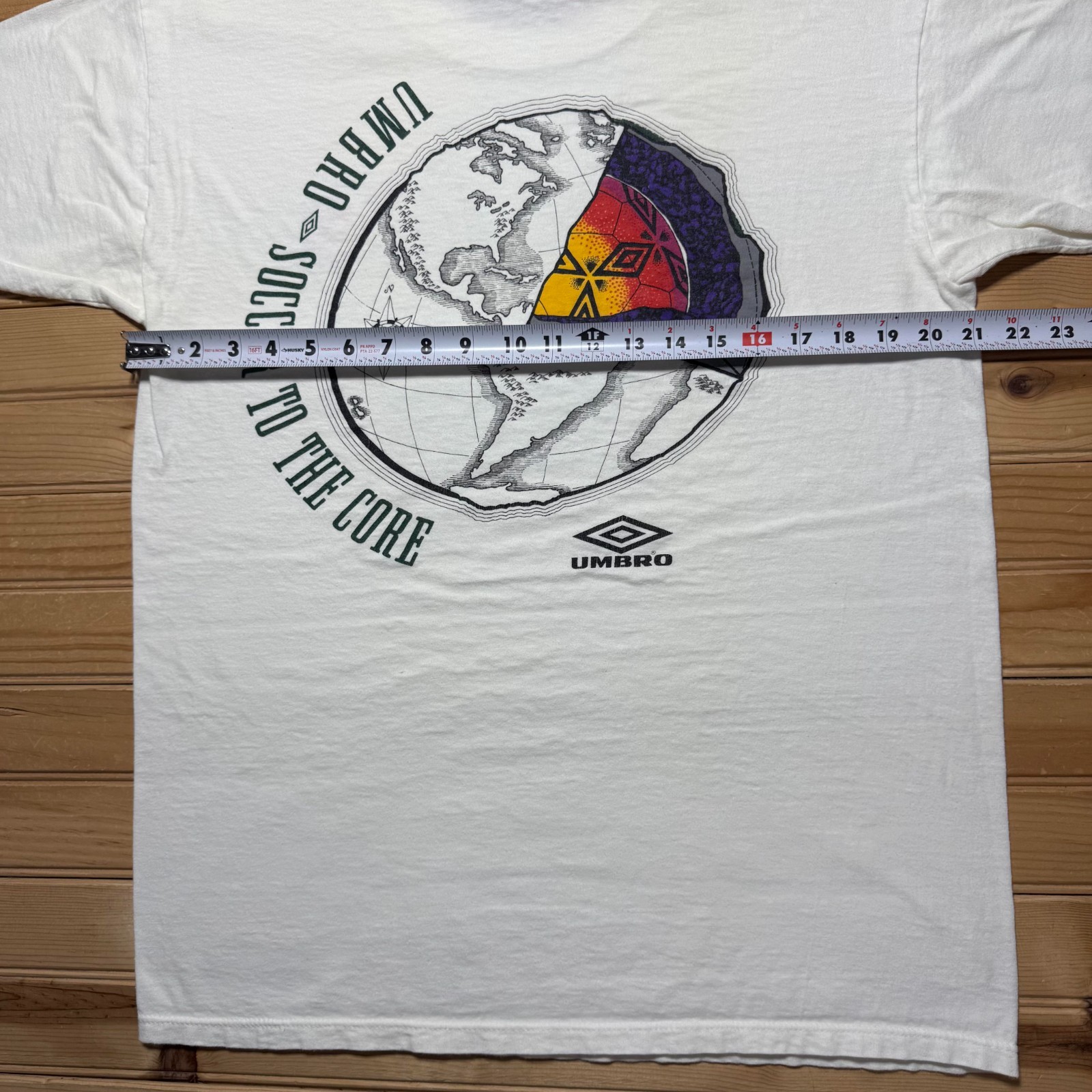 Vintage 90s Umbro Soccer To The Core Globe Sports Graphic T-Shirt USA - Large gallery