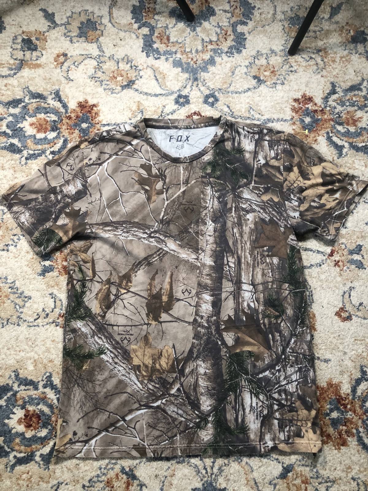 Fox Shirt Mens Large Camo Realtree Short Sleeve Crewneck Outdoor Hunting Tee gallery