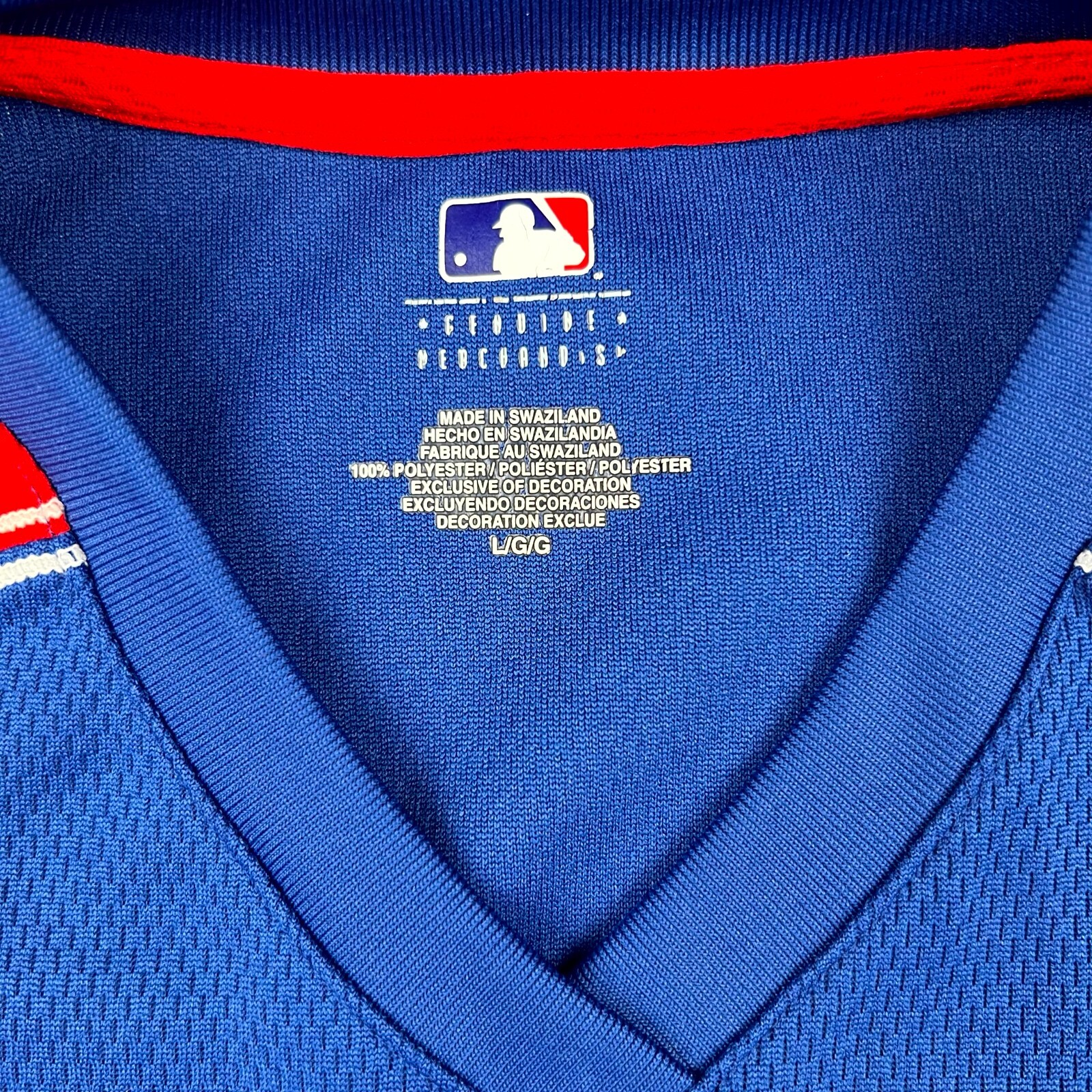 CHICAGO CUBS Jersey V-Neck Men's Large Embroidered MLB Blue Red Short Sleeve gallery