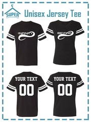 INFINITY BEYOND SYMBOL JERSEY STYLE COUPLES TSHIRTS CUSTOM BACK PERSONALIZED