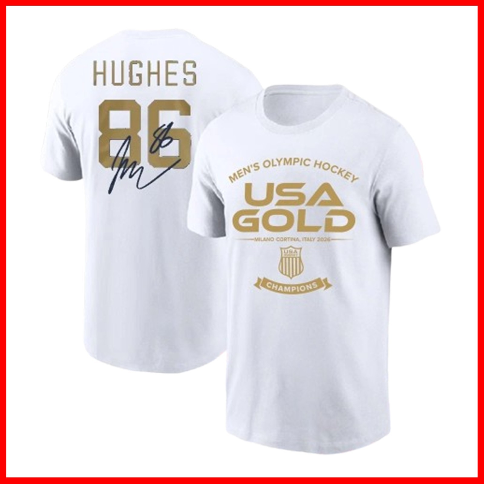 Jack Hughes #86 USA Hockey Team 2026 Winter Olympics Championship Name & Number gallery