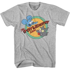 The Simpsons Itchy and Scratchy Show Logo Gray T-Shirt New