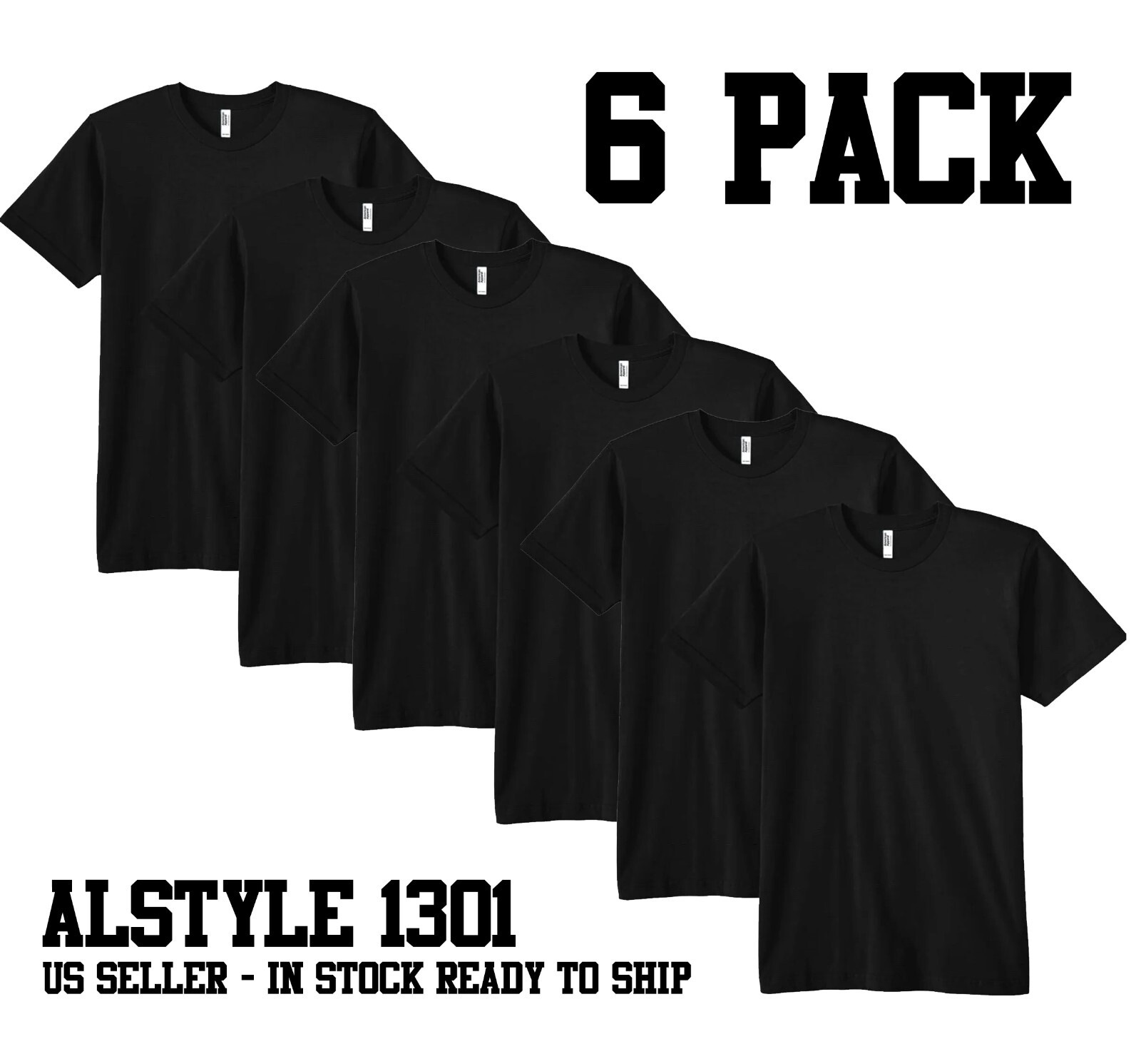 6 PACK ALSTYLE APPAREL MENS PLAIN SHORT SLEEVE T SHIRT 1301 SIZE MEDIUM BLANK gallery