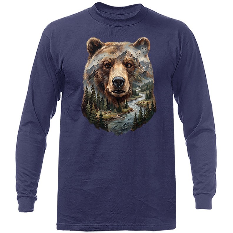 Wild Bear in Nature Wilderness Hunting Wildlife Long Sleeve T-Shirt