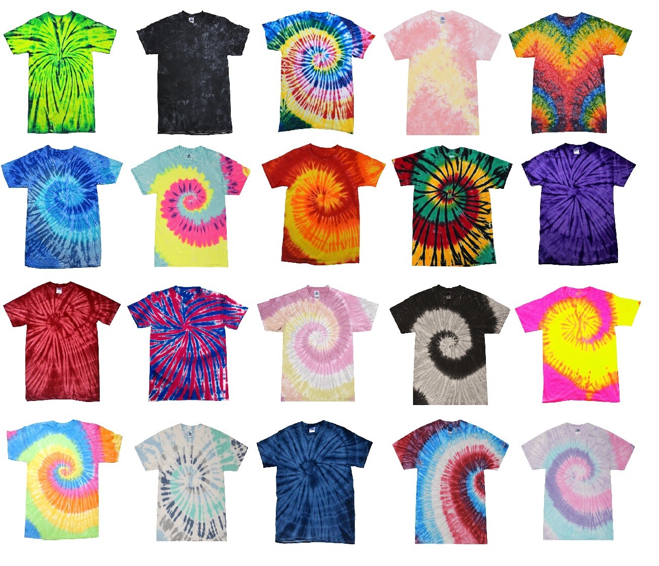 Many Colors Tie Dye T-Shirts Kids & Adult 100% Pre-Shrunk Cotton Colortone gallery