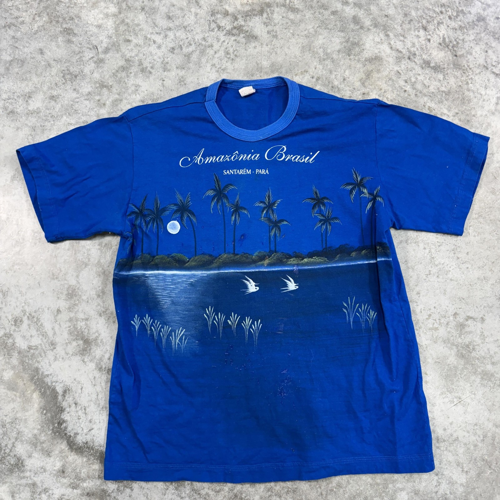 Vintage Amazonia Brasil Shirt Mens Large Santarem Para Scenic Birds Palm 90s gallery