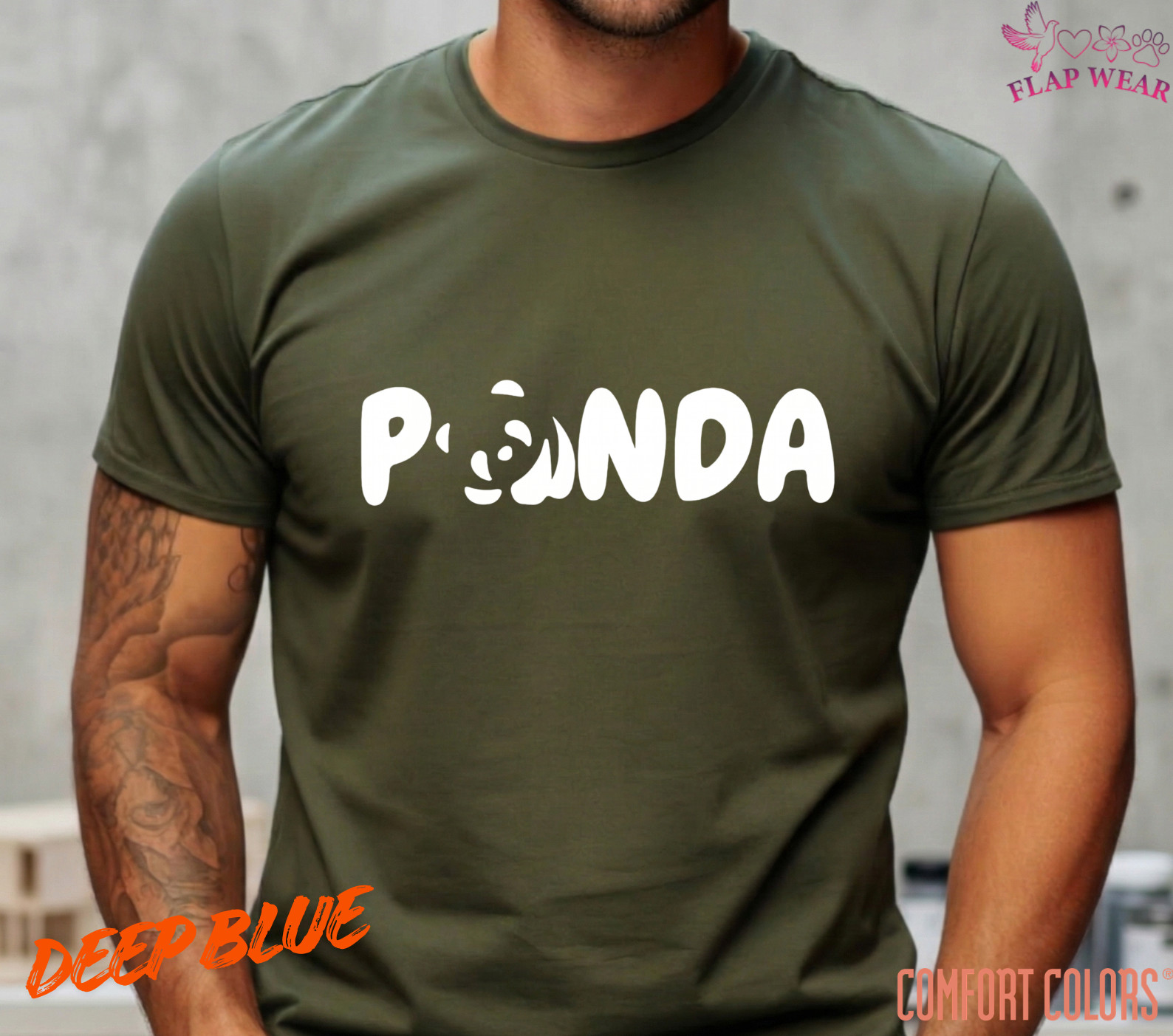 Unisex Panda Graphic T-Shirt - Cute Typographic Panda Shirt - Black Logo Tee for gallery