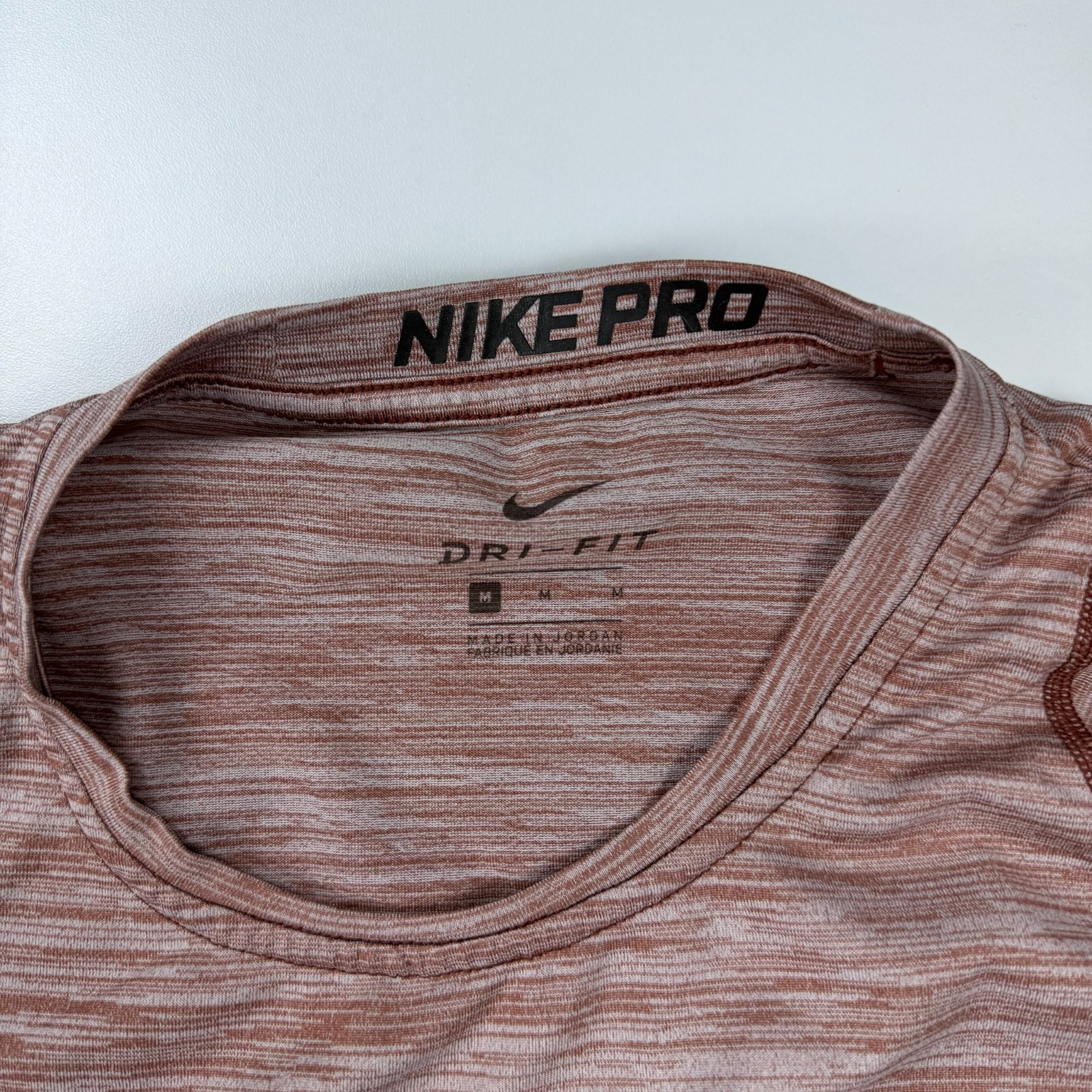 Nike Pro Shirt Mens Medium Red Crew Neck Lightweight Stretch Training Swoosh gallery