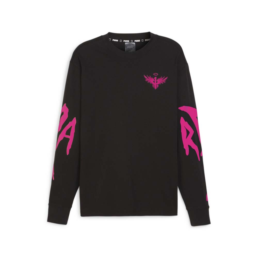 PUMA Melo X Toxic Graphic Crew Neck Long Sleeve T-Shirt Mens Black Casual Tops 6