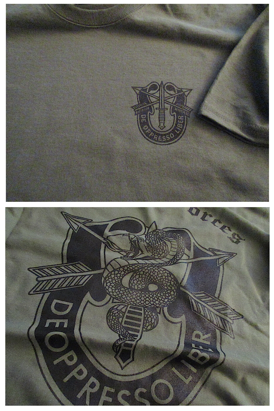 Special Forces Snake Eater De Oppresso Liber Silk Screened T-Shirt XL US 6oz gallery
