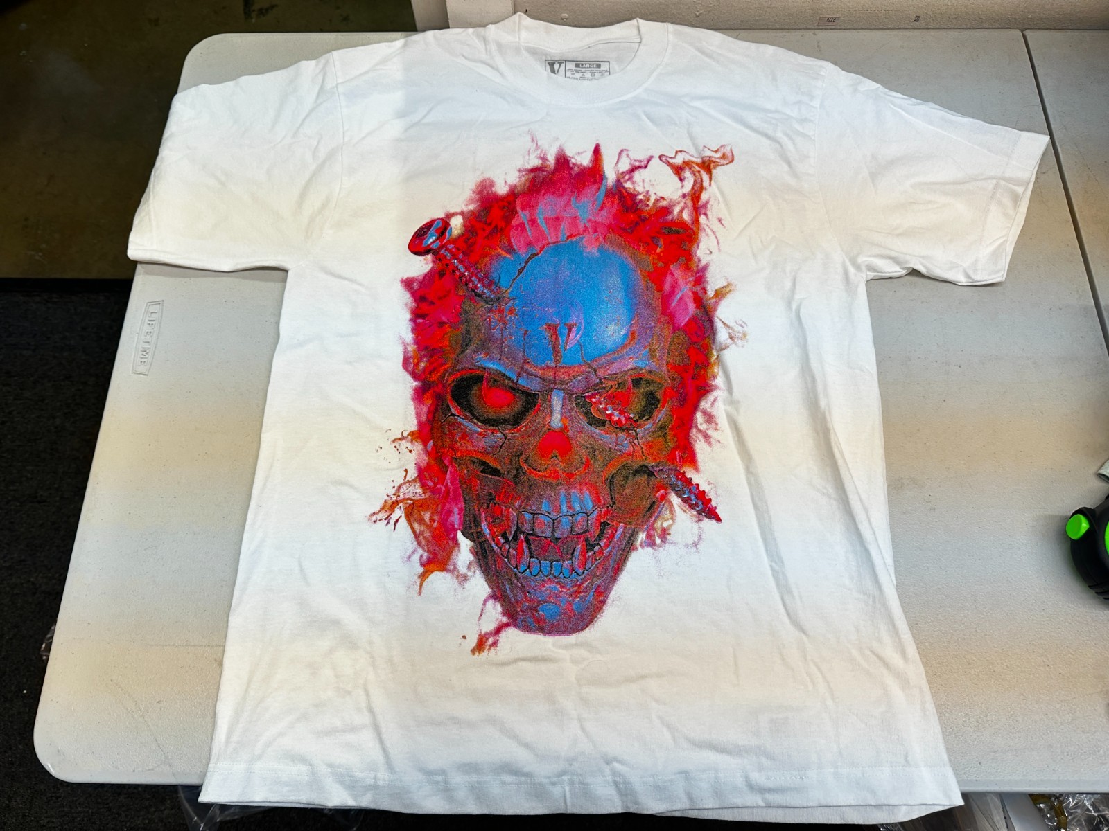 VLONE Skully Red Flame T-Shirt in White – Size Large