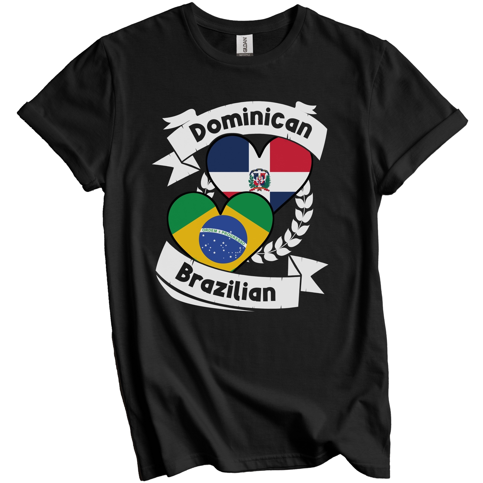 Dominican Brazilian Heart Flags Dominican Republic Brazil T-Shirt gallery