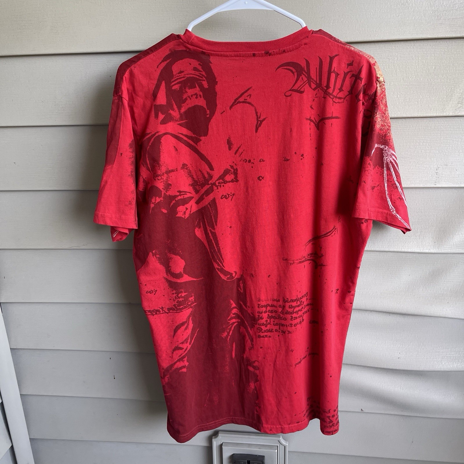 Mens All Over Graphic Y2K T Shirt Size M Red Alternative Punk Cross Grunge gallery