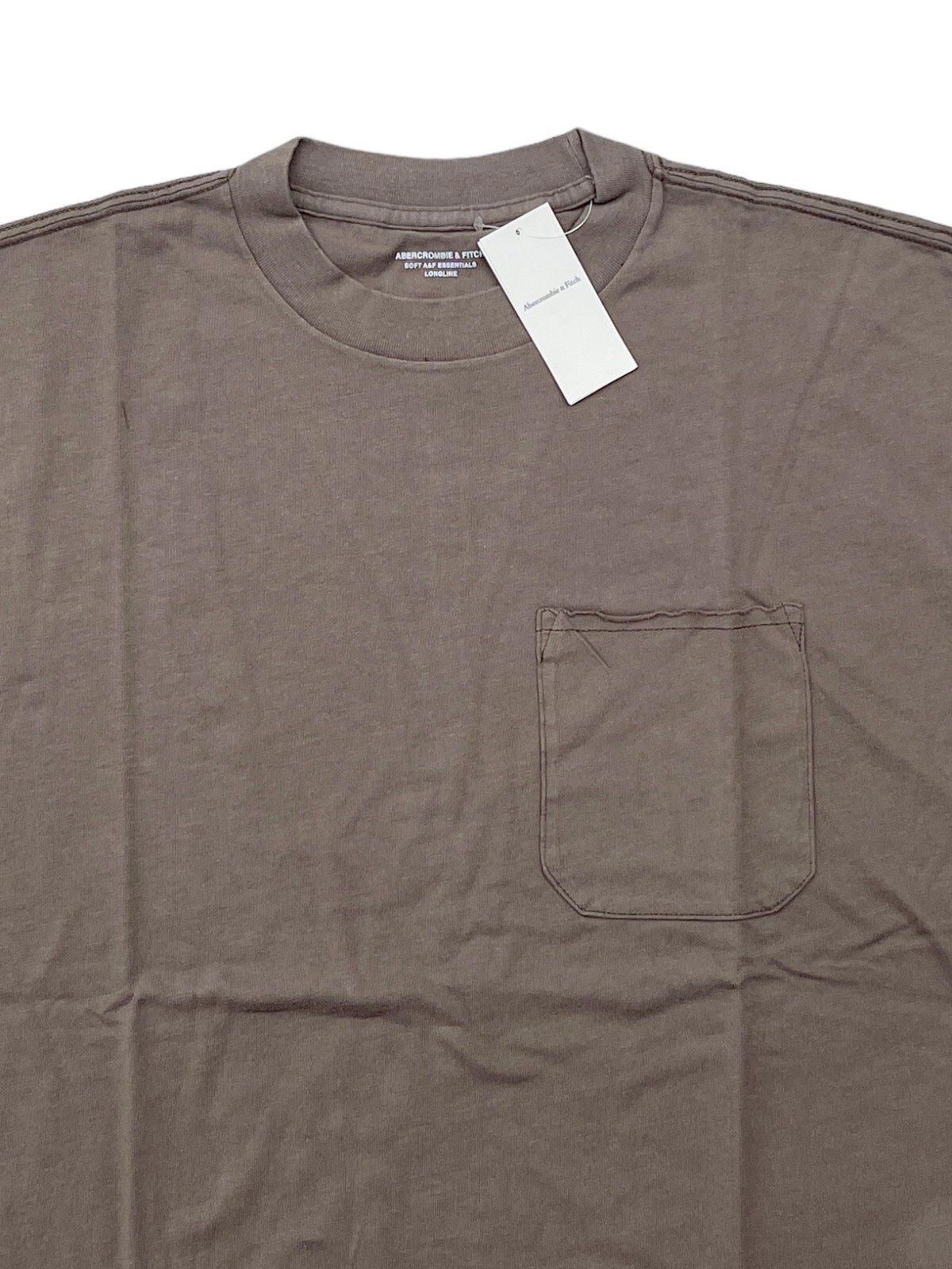 Abercrombie Fitch Mens M Brown Long Length Pocket Relaxed Essential T-Shirt gallery