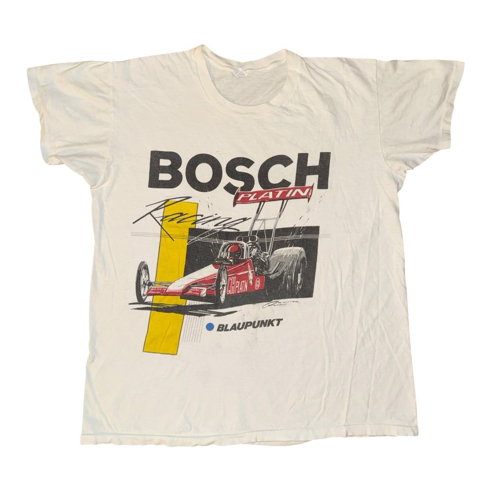 Vintage Bosch Racing T-Shirt Size M White 80s Platin Car Graphic Single Stitch gallery