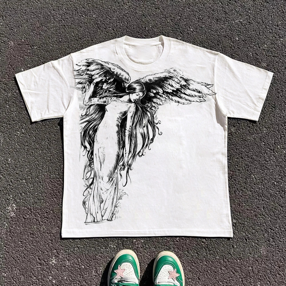 Y2K Gothic T Shirt Oversized Cotton Round Neck High Street Mens Women gallery