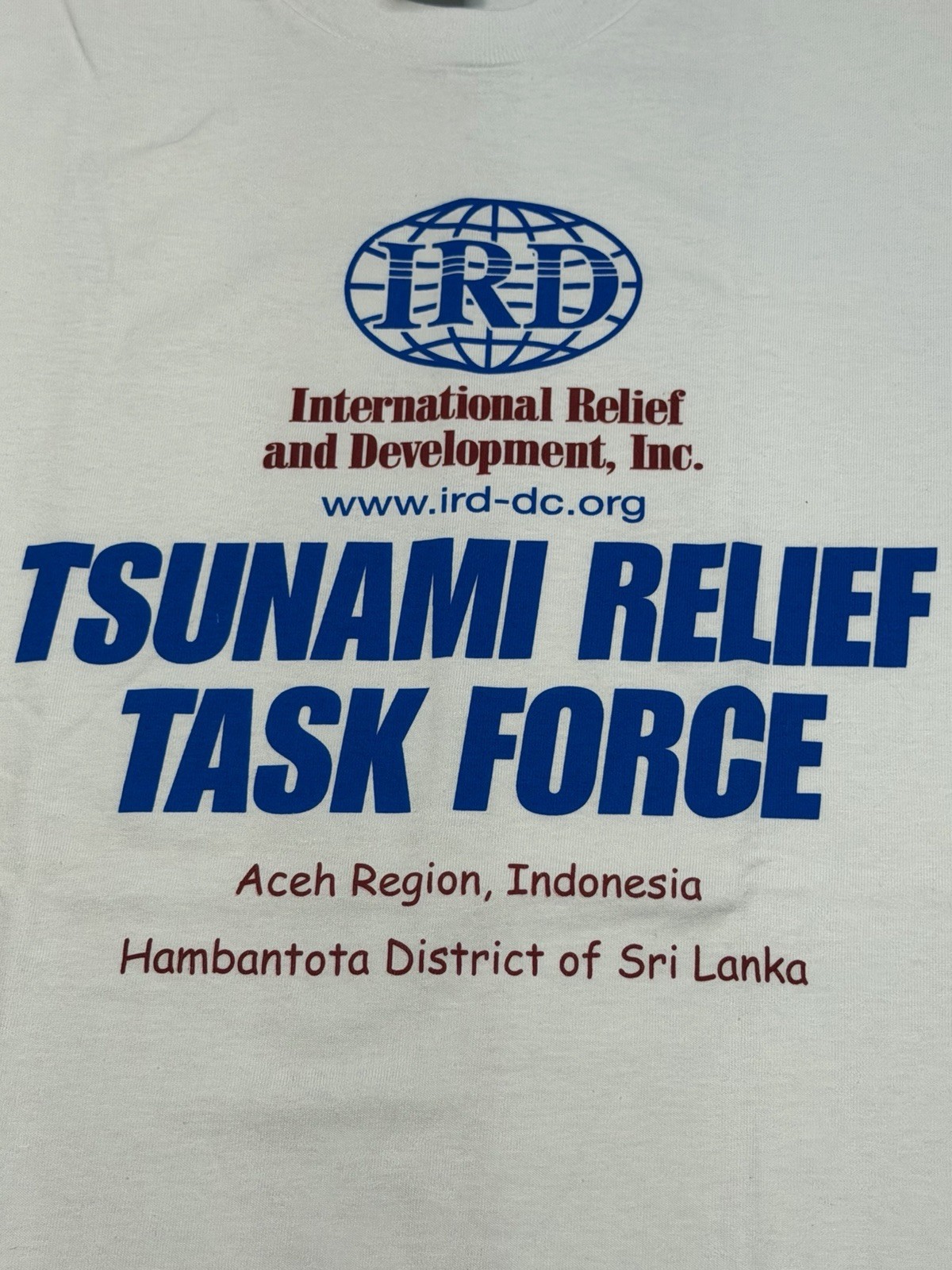 Vintage 2005 IRD Tsunami Relief Task Force Tee Aceh Sri Lanka Fruit Loom L gallery