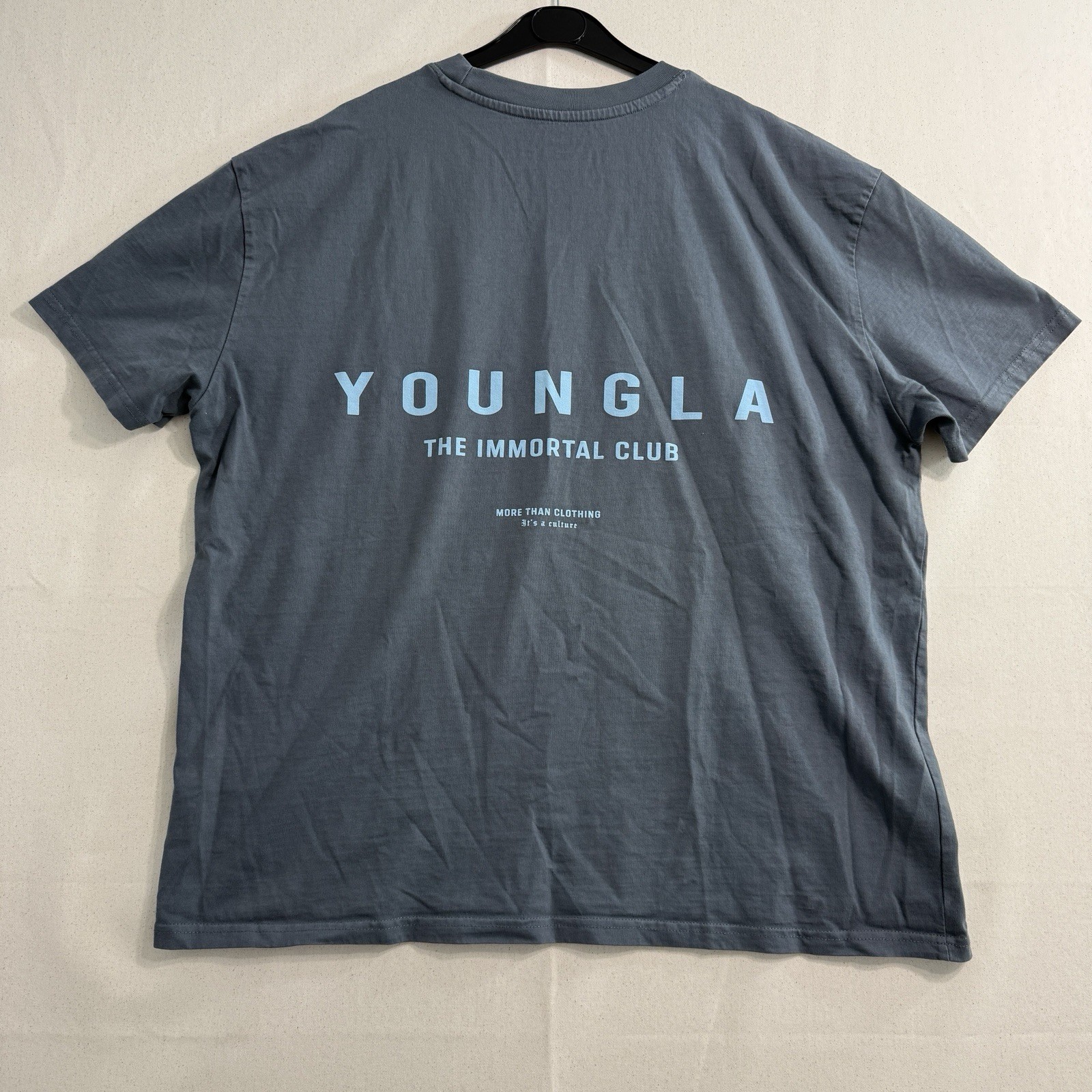 YoungLA Men’s Cotton Jersey Crew Neck Short Sleeve T-Shirt Blue Size XL