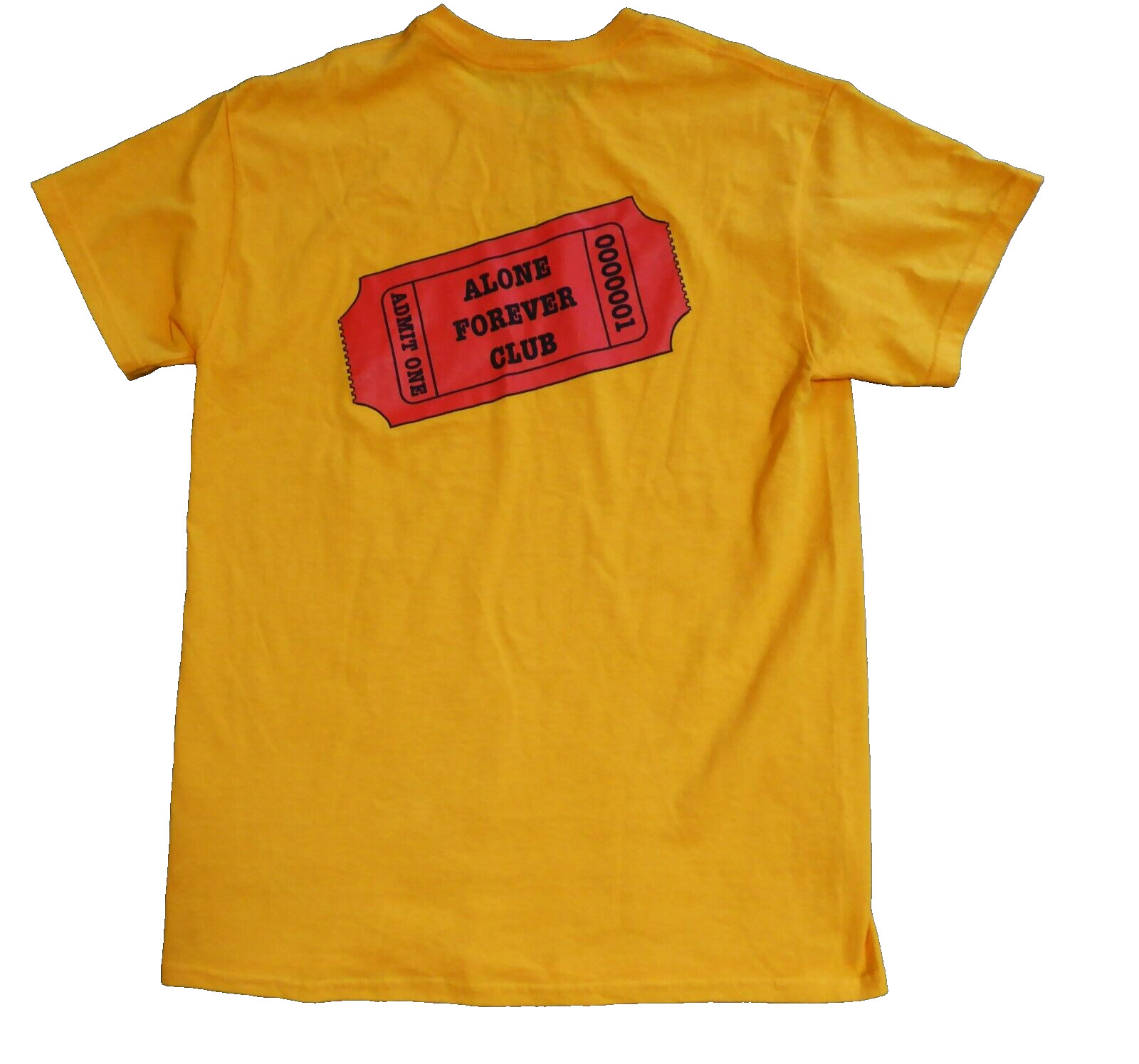 Neon Riot Yellow Admit One Alone Forever Club Yellow T Shirt Cotton Tee Humor M gallery