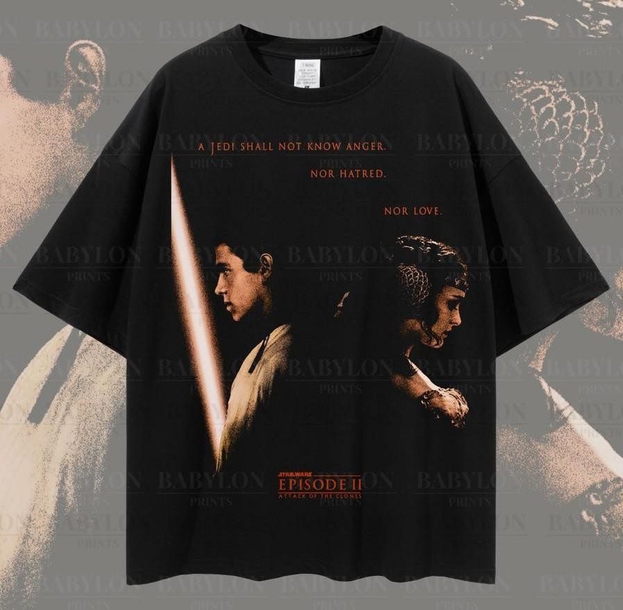 Vintage Attack of The Clones T Shirt Anakin and Padme Star Wars Movie Shirt gallery