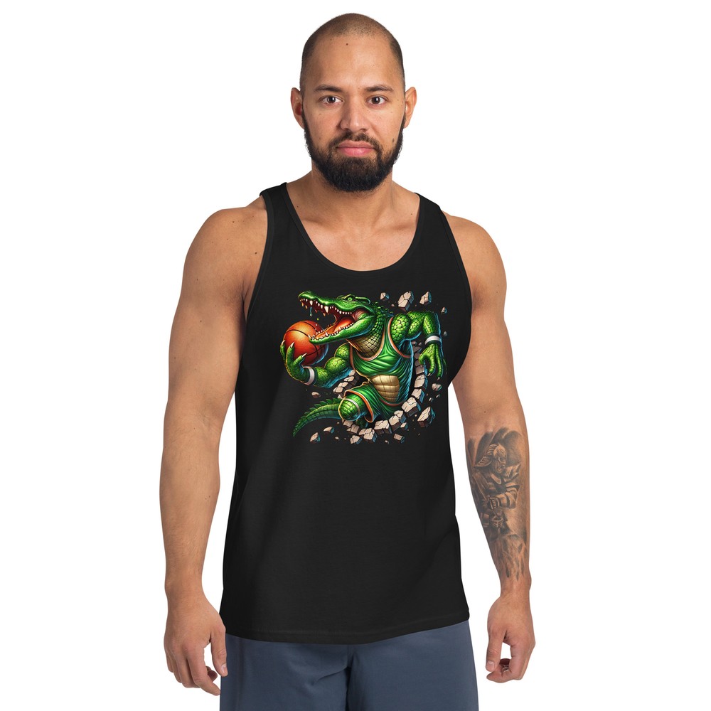 Men’s Staple Tank Top | Bella + Canvas 3480 with Alligator Basketball Graphic