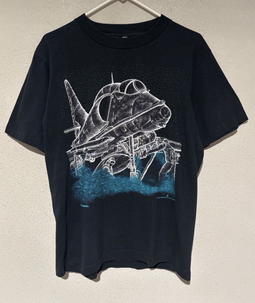 Vintage 90s BlackBird A-4 Skyhawk Plane T-Shirt Size M Double Sided FF6