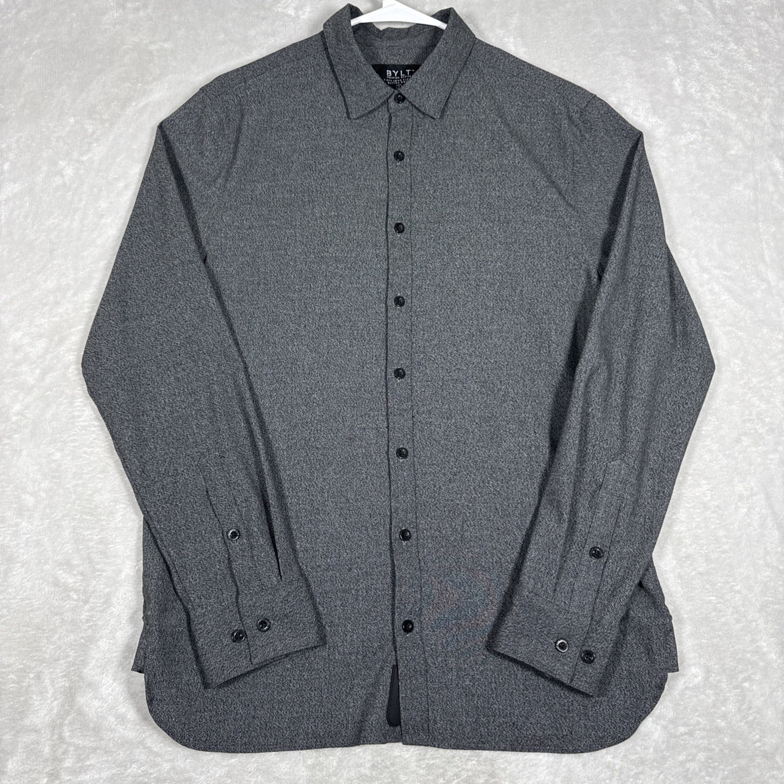 Bylt Vista Long Sleeve Button Down Heathered Charcoal Size Medium