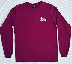 Stussy Basic Logo Tee Mens SM Pink Purple Long Sleeve