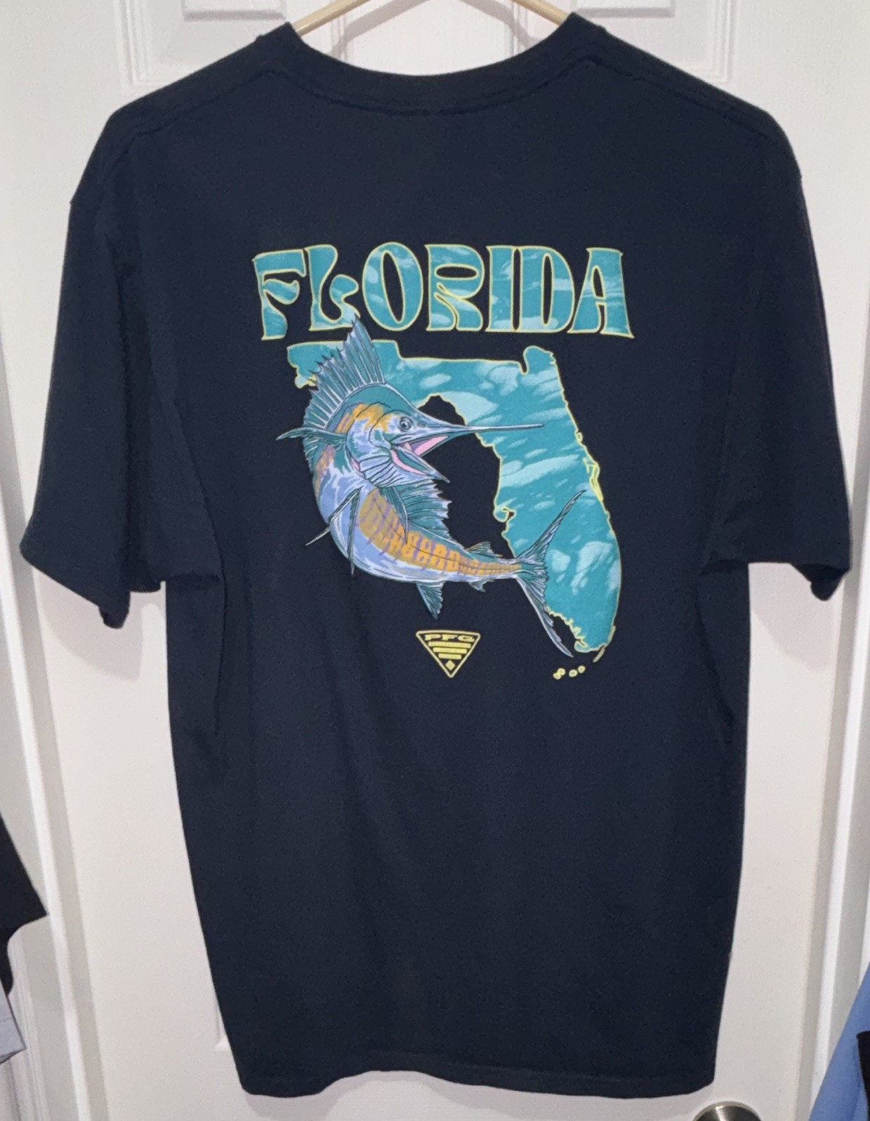 Columbia PFG Fish Graphic Logo Crew Neck T-Shirt Black Men's XL Easy Care gallery