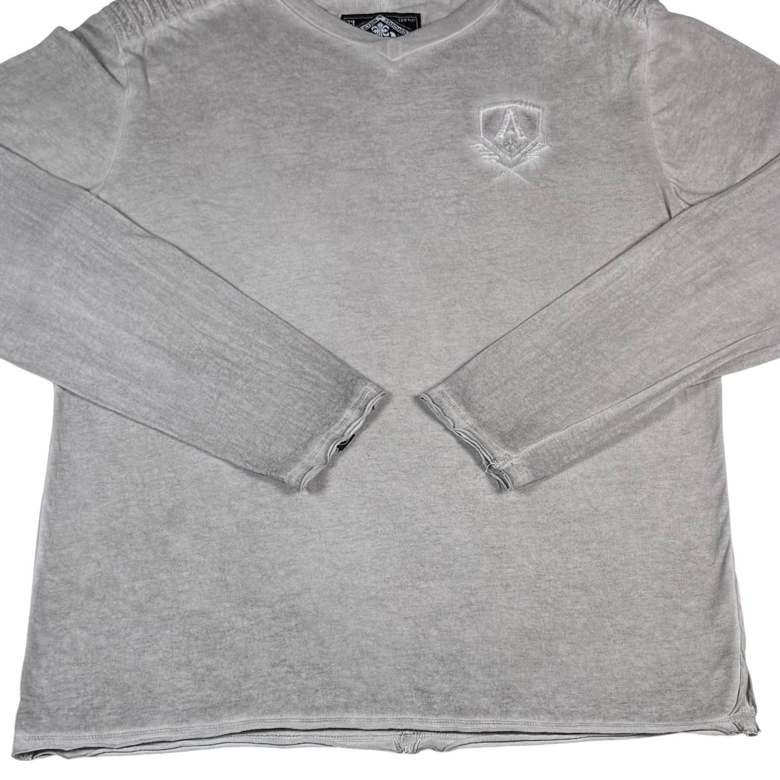 VTG Y2K Affliction Thermal Long Sleeve Shirt Men’s M Gray Biker Grunge USA Made gallery