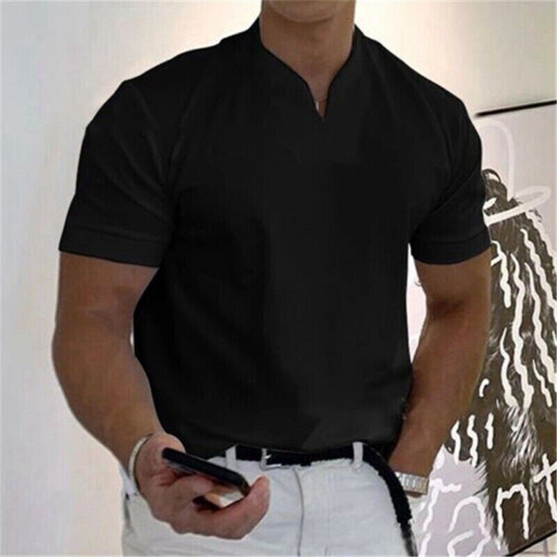 Men Sports Short Sleeve Solid Loose Casual Linen Shirts Shirt Blouse Tops Summer gallery