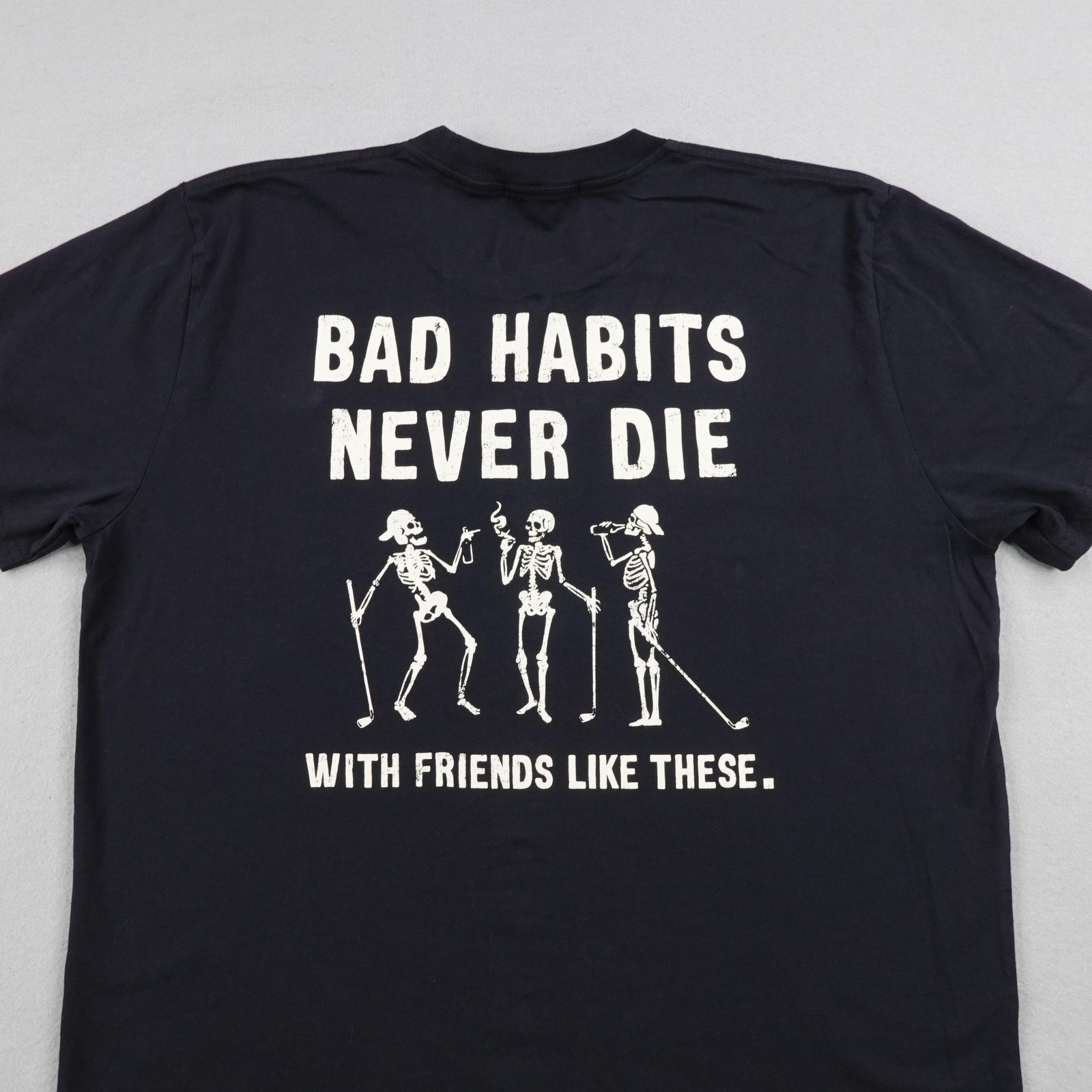 Bad Birdie Shirt Mens XL Black Bad Habits Never Die Graphic Golf Skeletons Tee gallery