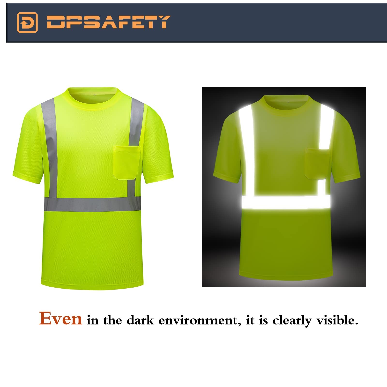 High Visibility Shirts Quick Dry Safety T Shirts with Reflective Strips and P... gallery