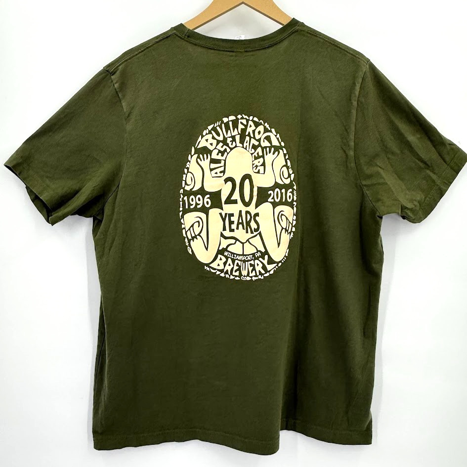 Bullfrog Brewery 20 Years Anniversary T Shirt XL Olive Green Williamsport PA gallery