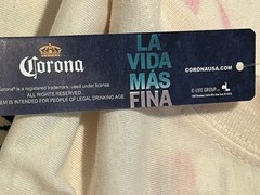NWT Corona Cerveza Extra Tee Beige With Front/Back Graphic Bottle/Floral Mix/L